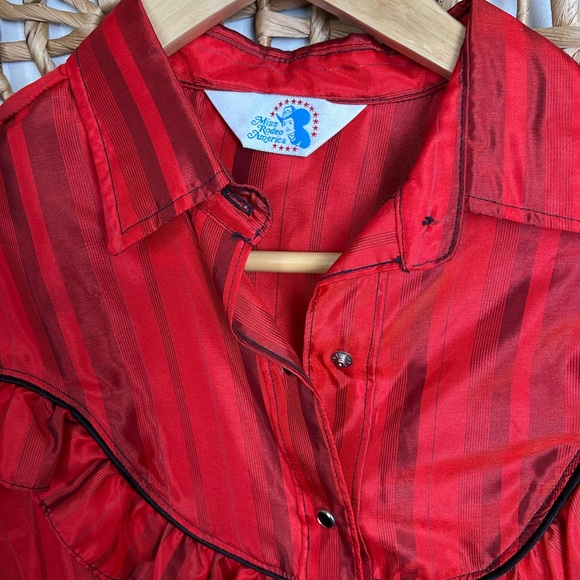 Red Ruffled Women's Top - Picture 2 of 4